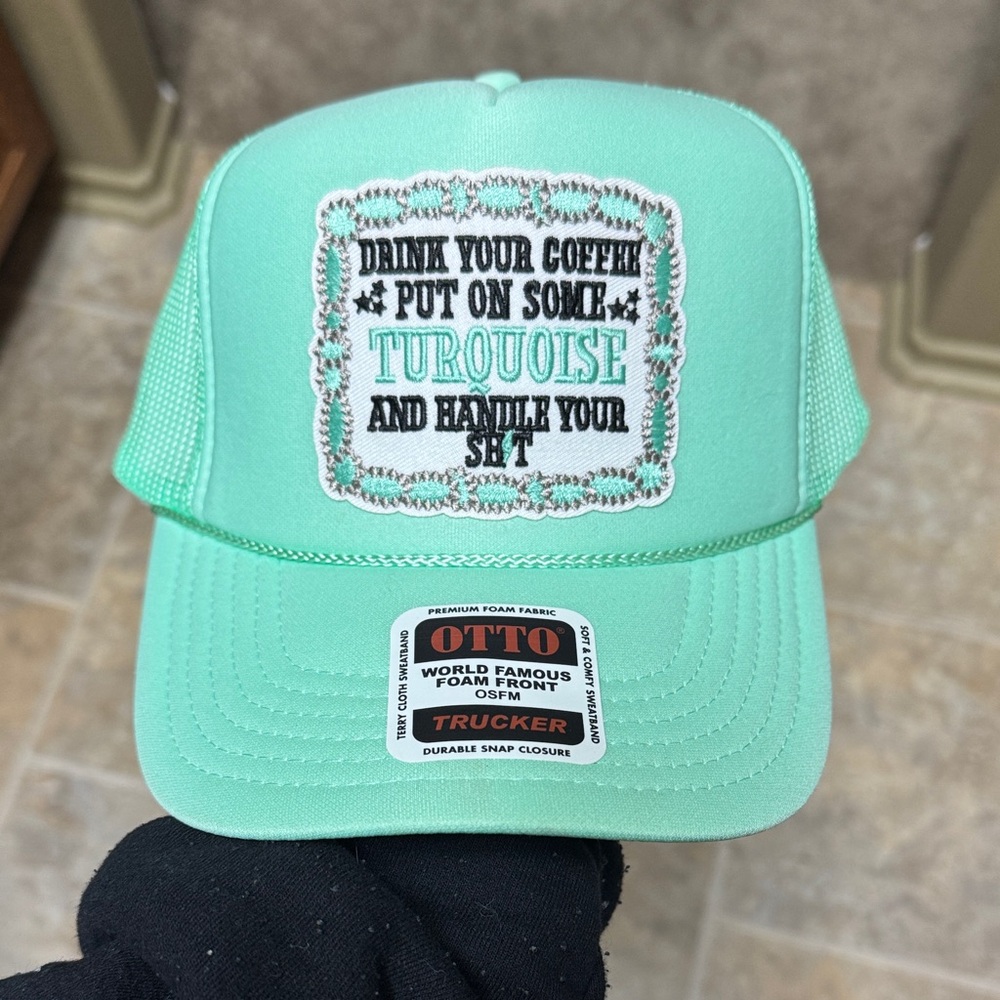 OTTO Mint Green Trucker Hat with Embroidered Patch